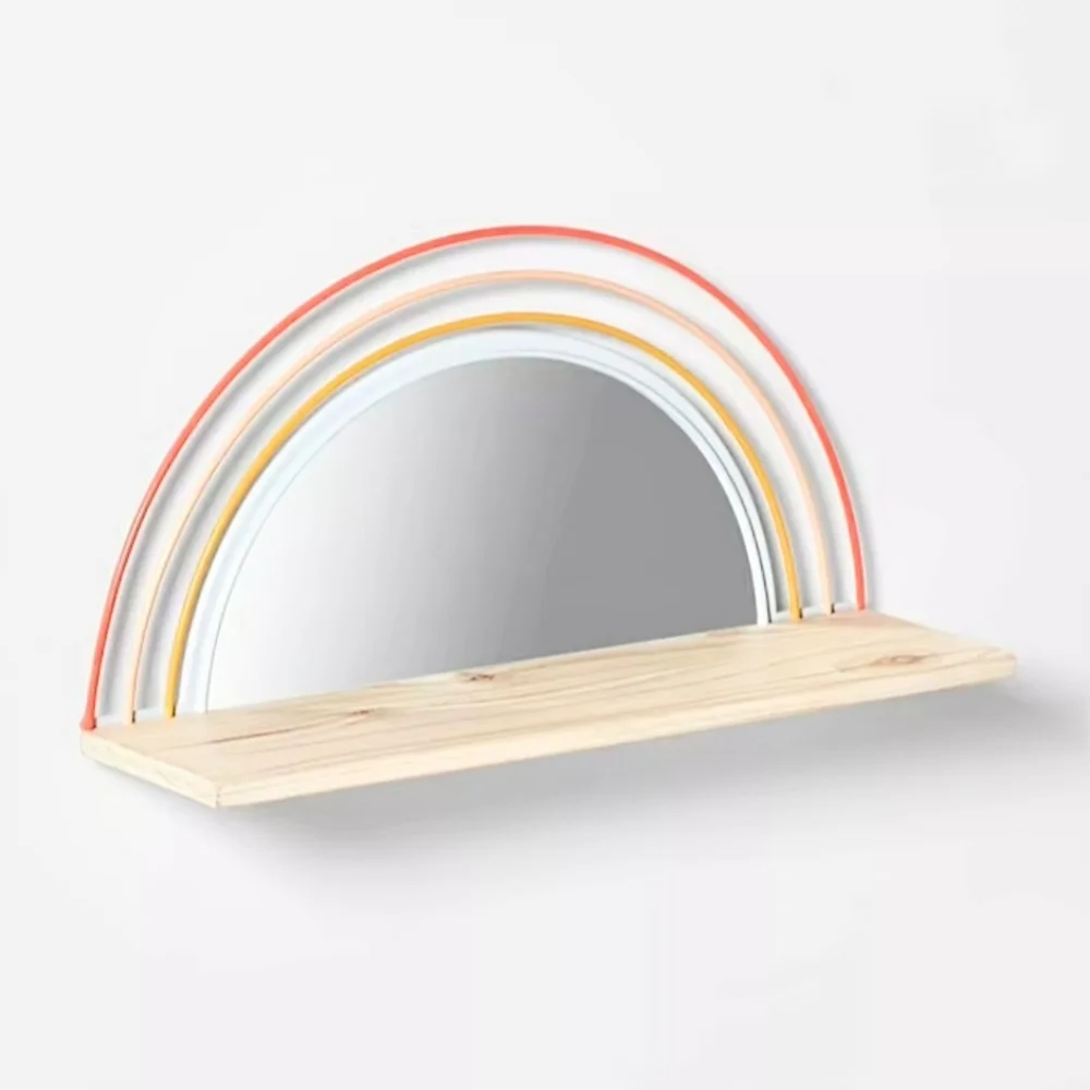*Black* Half Moon Wall Shelf & Mirror